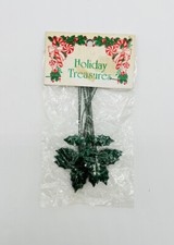 Vintage Holiday Treasures Green Holly Leaf Floral Craft Picks CraftWorld NOS