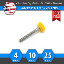  8-32 x 1-1/4" Thumb Screw Stainless Steel - Yellow Round Knurled Knob - USA