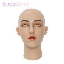 Roanyer Realistic Silicone Female Mask May Full Cover Headwear for Crossdresser
