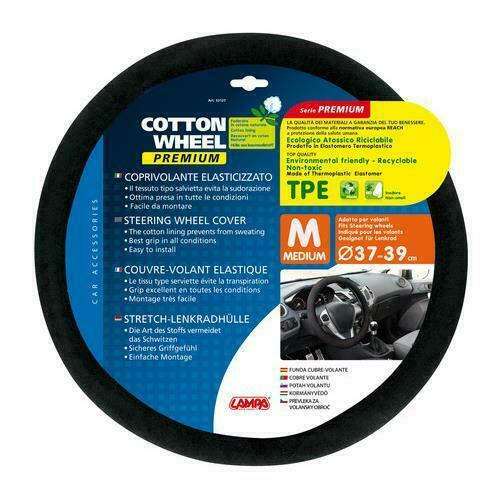 Coprivolante Universale In Pelle 38 Cm – Antiscivolo, Traspirante, Inodore, Adatto A Auto, SUV, Camper – Colore Nero