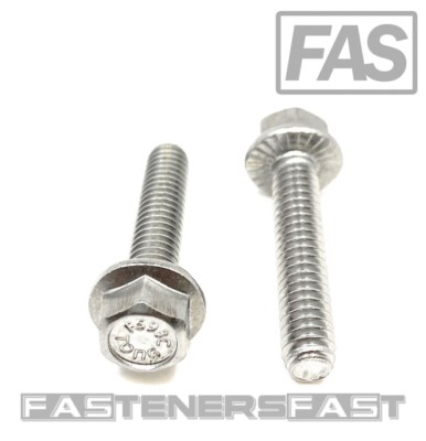 (25) 1/4-20x1-1/4 Stainless Steel Hex Flange Bolts 1/4x1-1/4 Serrated Flange