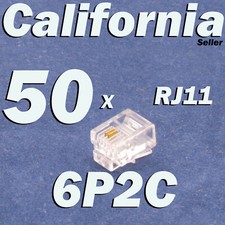 50 X Pcs RJ11 Plug 6P2C Phone Modular Telephone Connector Adapter Crimp RJ 11