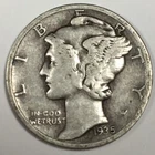 1935 United States Mercury Dime - Very Fine (VF) KM#140 - 90% Silver - 6356