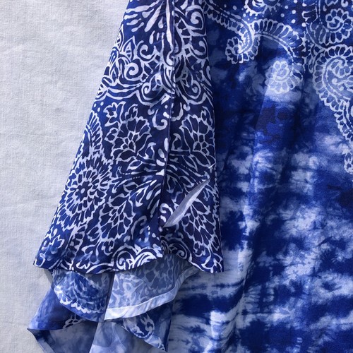 Blue White Tie Dye Knit Top Shirt Catherines Size 2X Rhinestones Flutter Sleeves - Picture 10 of 11