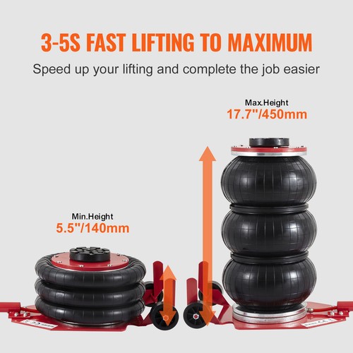 Triple Bag Air Jack 3 Ton/6600 lbs Lifting Pneumatic for Car SUV Height Up - Picture 3 of 12