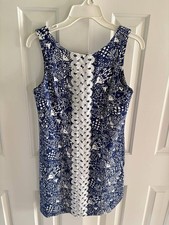Lilly Pulitzer for Target Upstream Blue Fish Print Sleeveless Shift Dress Size 8