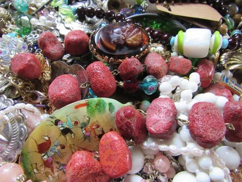 Vintage Large 10 lbs Costume Jewelry Now Wear Junk Art Craft Lot