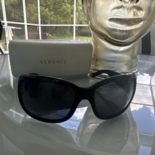 Versace 4132-B Black Square Women Swarovski Sunglasses