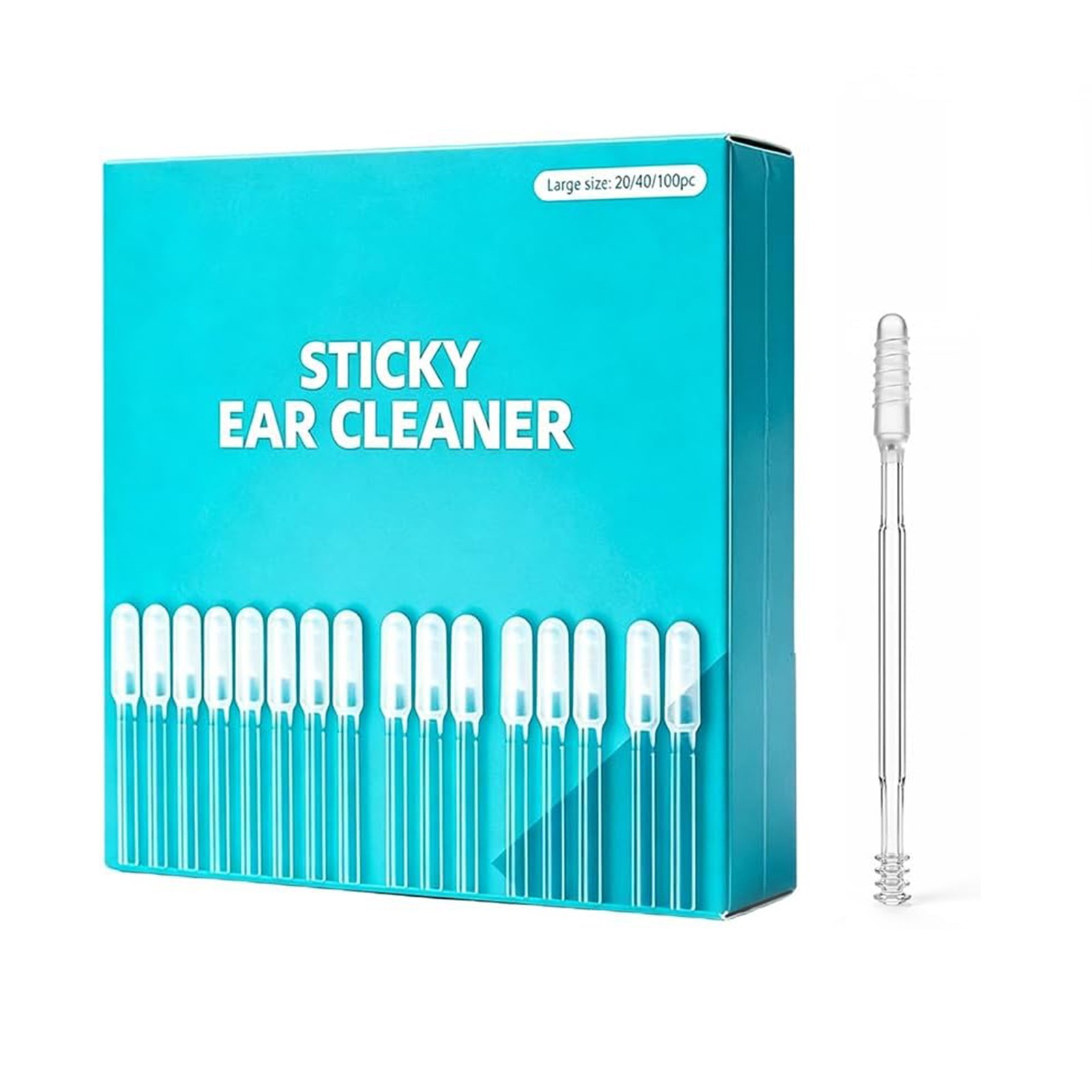 Sticky Ear Cleaning Swabs (Pack of 24) — Reusable Silicone Earwax Removal Tool