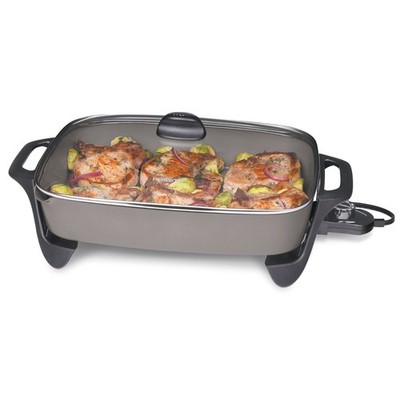 Presto 16'' Ceramic Electric Skillet with Glass Cover, Silver 06860