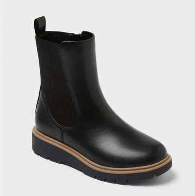 Art Class Kids Girls Laurel Side Zip Wedge Chelsea Boots Black Size 1