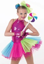 Dance Costume Weissman 8751 Small Child Pink Jazz Sequin Tap Combo Theater