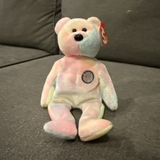 1999 B.b Birthday Bear Rainbow B-day Ty Beanie Baby Retired MWMT 10th Gen