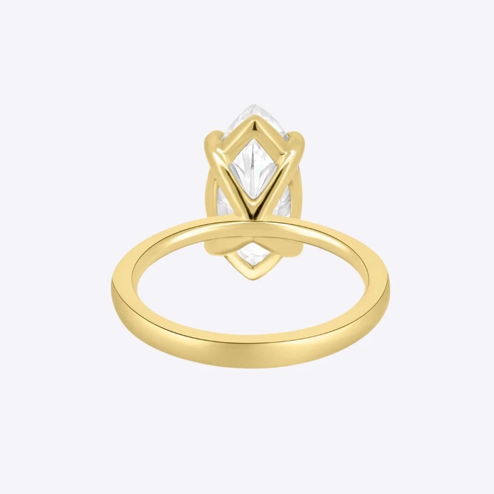 Anillo de diamantes marquesa de oro amarillo de 14 k cultivado en laboratorio de 1,5 quilates certificado IGI talla 7 8 Foto 3 de 4