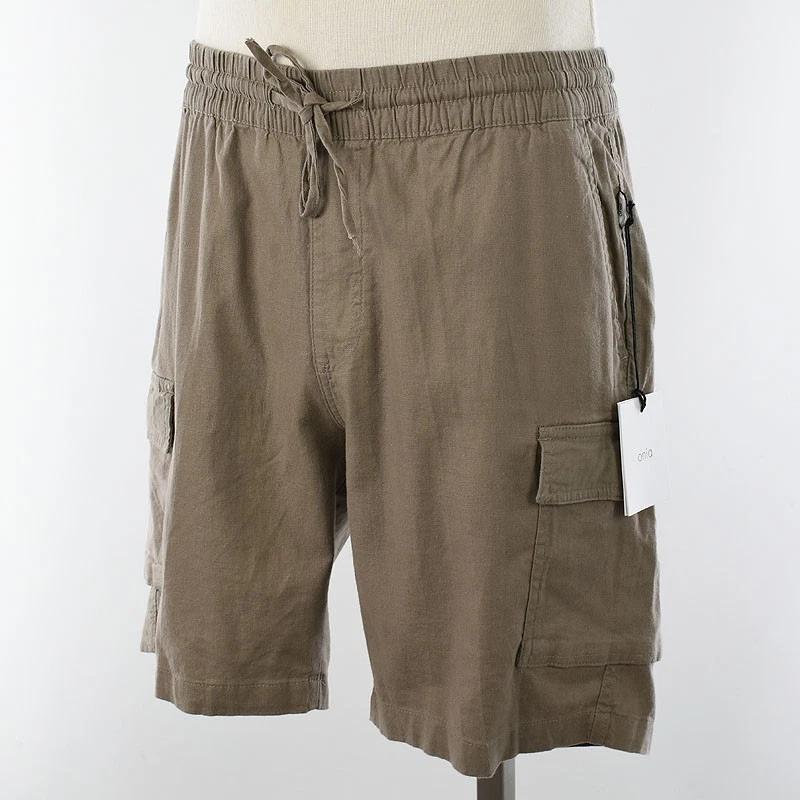 ONIA Mens Cashew Stretch Linen Blend Pull On Cargo Short MEDIUM NWT