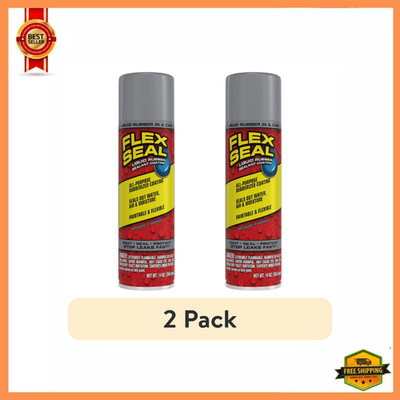 (2 pack) Flex Seal Liquid Aerosol Rubber Sealant Coating, 14 oz, Gray