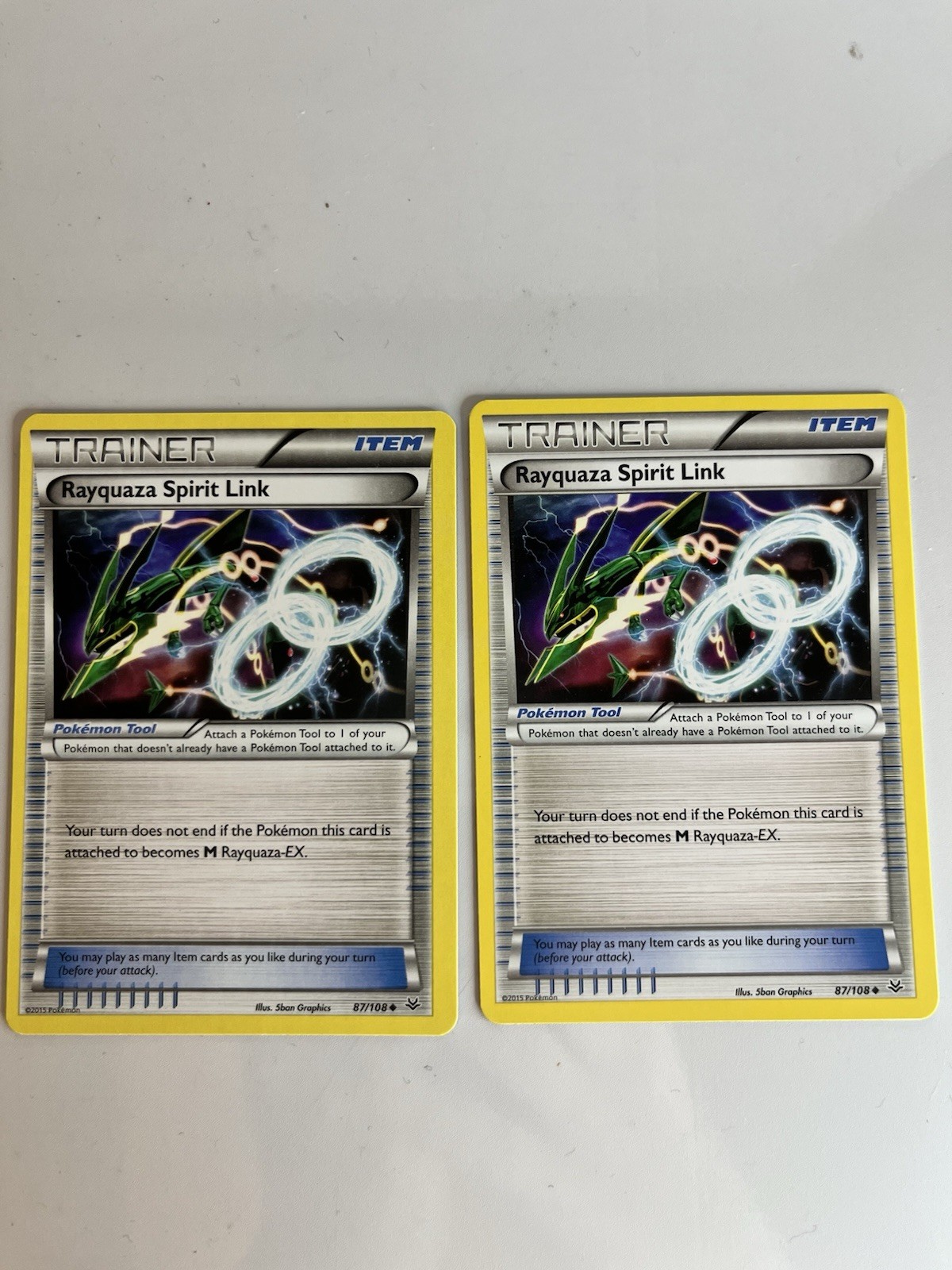 Pokemon Rayquaza Spirit Link 87/108 Roaring Skies Non Holo Uncommon 2 Card Lot