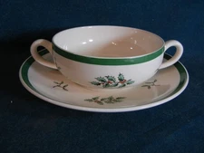 Spode Christmas Tree Made in England Cream Soup Bowl with Saucer Set(s)