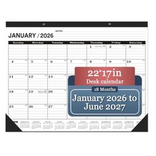 Classic Black  White Desk Calendar 2026-2027 - 22x7 for Professionals