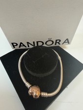 Authentic Pandora Moments Rose Gold Silver Heart Clasp Bracelet 18cm