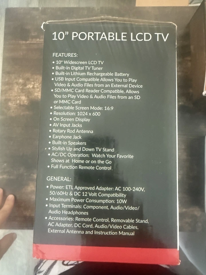 Supersonic Portable 10" LCD TV  Digital Tuner FM Rechargeable Bat AC/DC SC-2810 - Image 4 of 4