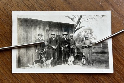 Vintage Cowboy Looking Hunters w/ Guns & Dogs Original Photo