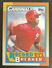 1990 Topps “89 Record Breaker” Vince Coleman Baseball Card #6 Cardinals VG O/C
