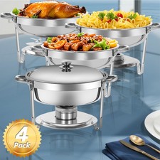 2/4/6/8 Round Chafing Dish Buffet Set Stainless Steel Food Warmer for Wedding