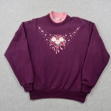 Vintage 90s Morning Sun Floral Sweatshirt Unisex M Plum Made In USA Cotton Blend