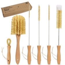 VALENTISE Bottle Brush Set - 6 Pack Sisal Bristle Natural