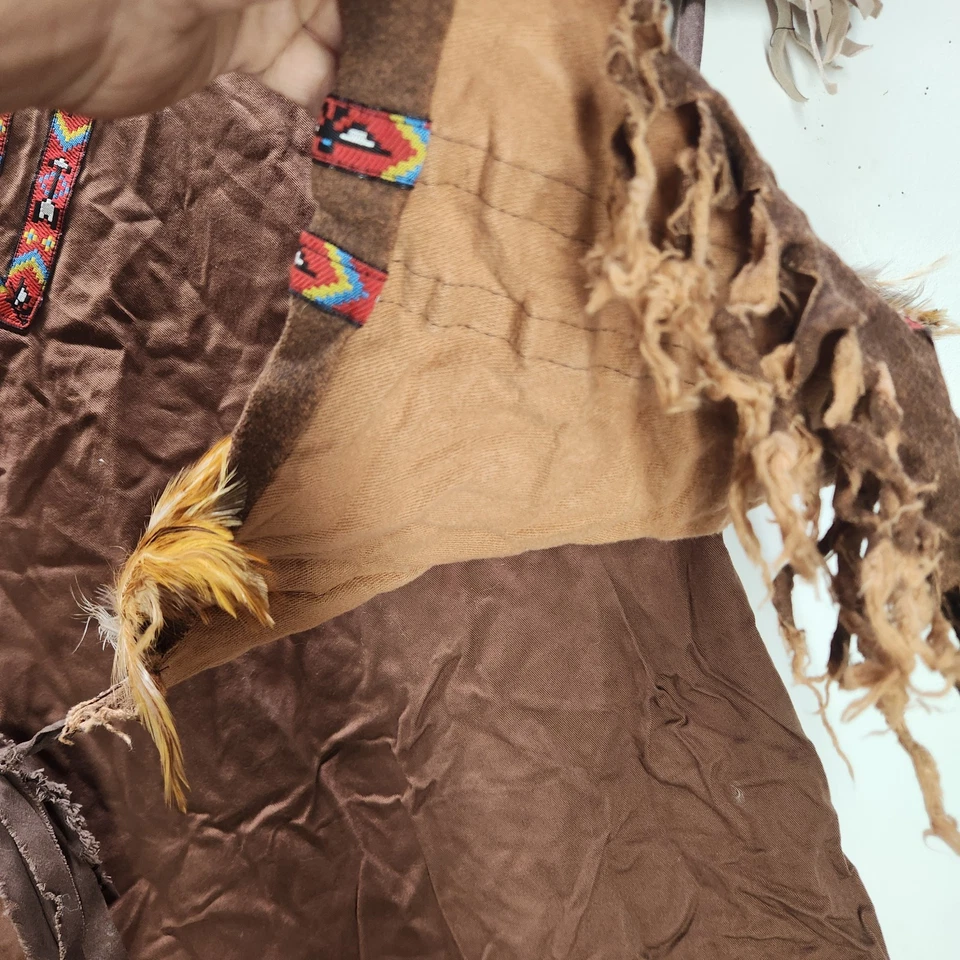 Vestido túnica vintage hecho a mano con temática nativa americana blanco y negro Thunderbird Foto 3 de 4