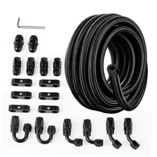  6AN Fuel Line Kit, 6AN Nylon Braided Fuel Line Hose Fitting Kit CPE 6AN 10FT