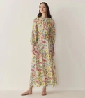 Doen  Oliana Blanc Anemone Bloom Women's Floral Printed Cotton Maxi Gown Dress L