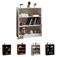 Cambridge 3 Tier Low Bookcase Display Shelving Storage Shelves Wood Unit Stand