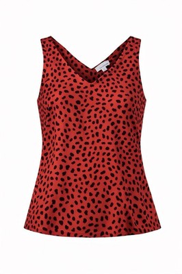 Allison Joy red animal print Sleeveless Blouse Workwear Size Small (a56)