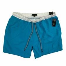 INC Mens Quick-Dry Liam Solid 5" Swim Trunks Blue XL
