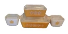 Vintage Pyrex Gold Butterfly Refrigerator dish 4 piece RARE lot set & lids retro