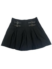 Hot Topic Black Pleated Mini Skirt Buckle Detail Goth Punk Emo Y2K Sz Large