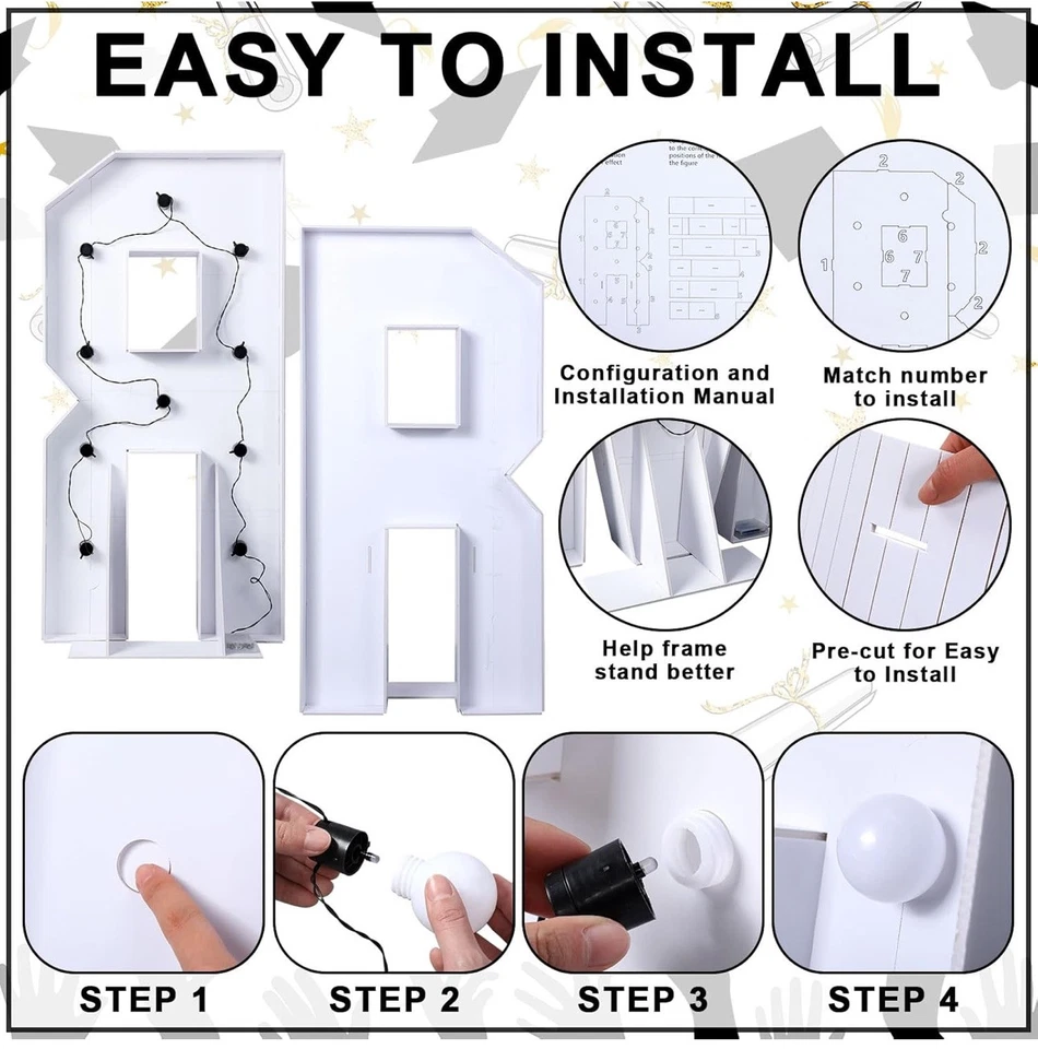 Clase de graduación, 2,95 pies decoraciones de fiesta PROM, letras iluminadas LED (1095) Foto 2 de 4