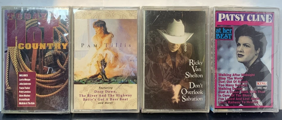 Hot Country 4 SEALED Cassette Lot Pam Tillis 1997 Ricky Van Shelton Patsy Cline - Image 2 of 4