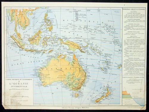 1867 Claude Joseph Drioux Antique Economic Map of Australia, Oceania New Zealand
