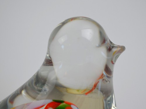 Pisapapeles de vidrio Bird Art transparente con flores naranjas y blancas en el interior de 2,75" de alto - Imagen 5 de 9