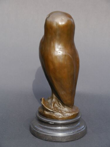Bronze Figur Skulptur einer stehenden Eule Vogel auf Marmorsockel H: 26cm (2586) - Picture 2 of 6