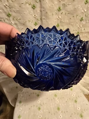  SALE! WAS 160. VTG MCM L.E. SMITH SAWTOOTH COBALT BLUE COMET IN THE STARS 