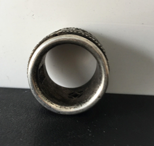 Squisito anello antico cinese tibetano argento fiori intagliati a mano - Foto 3 di 4