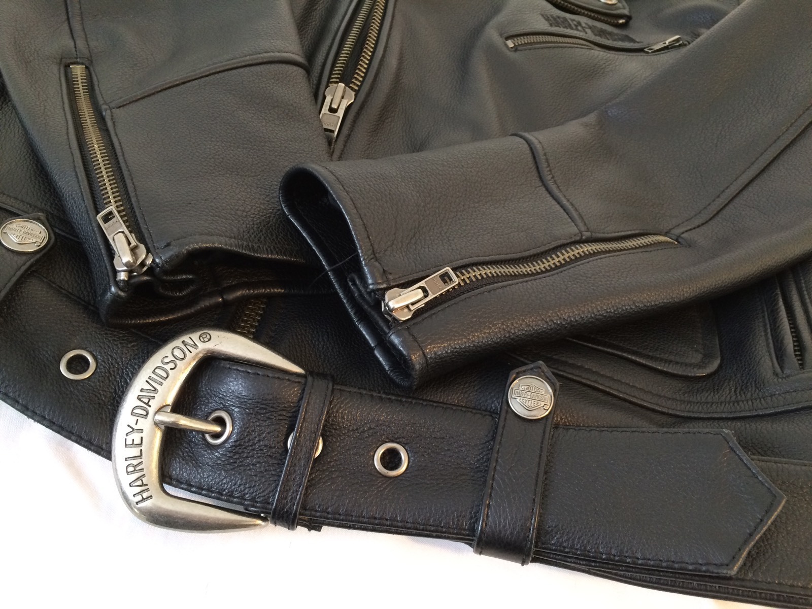 Harley Davidson Large Leather Classic Black Jacket, Vest Liner, Jason