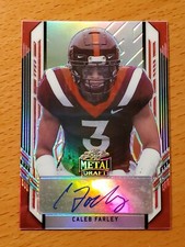 2021 Leaf Metal Portraits Red #PACF1 Caleb Farley Virginia Tech Auto #'d 1/5
