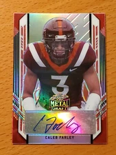 2021 Leaf Metal Portraits Red #PACF1 Caleb Farley Virginia Tech Auto #'d 1/5