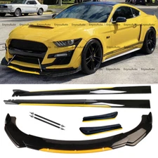 Front Bumper Lip 86" Side Skirt Rear Bumper Lip For Ford Mustang Black Yellow