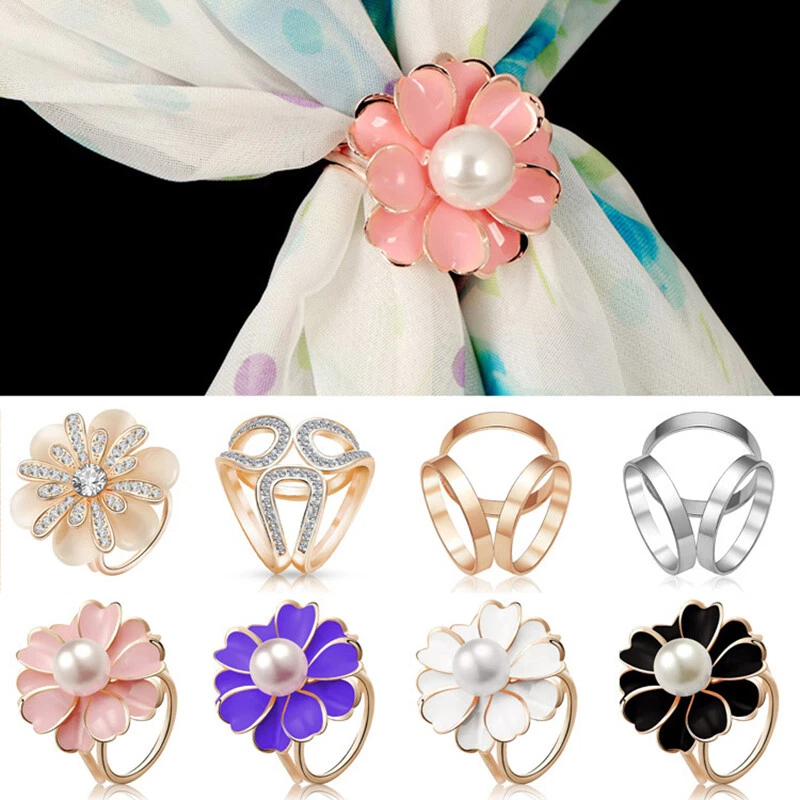 Set Di 4 Spille Donna Con Farfalla, Corona, Fiore E Perle - Spille Con Cristalli E Strass, Fermaglio A Spilla Per Sciarpe, Accessori Abbigliamento Eleganti Per Sposa E Damigella - 2